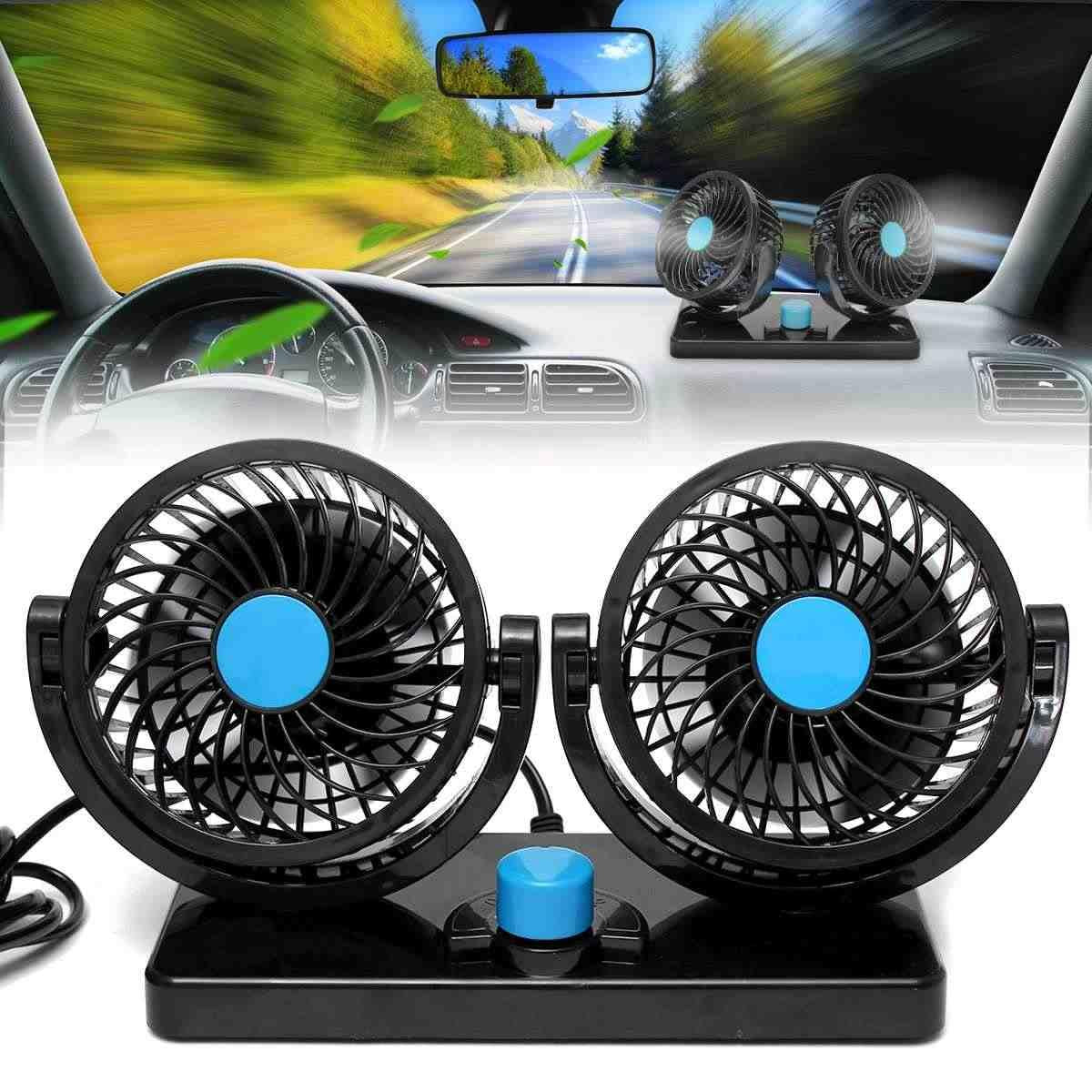 Adjustable 360° Rotational Dual Head Car Fan