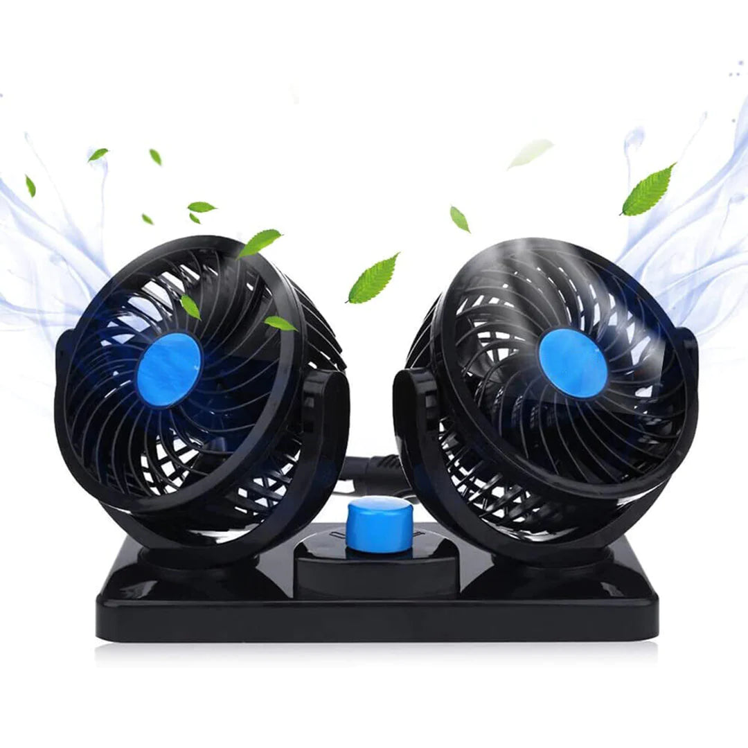 Adjustable 360° Rotational Dual Head Car Fan