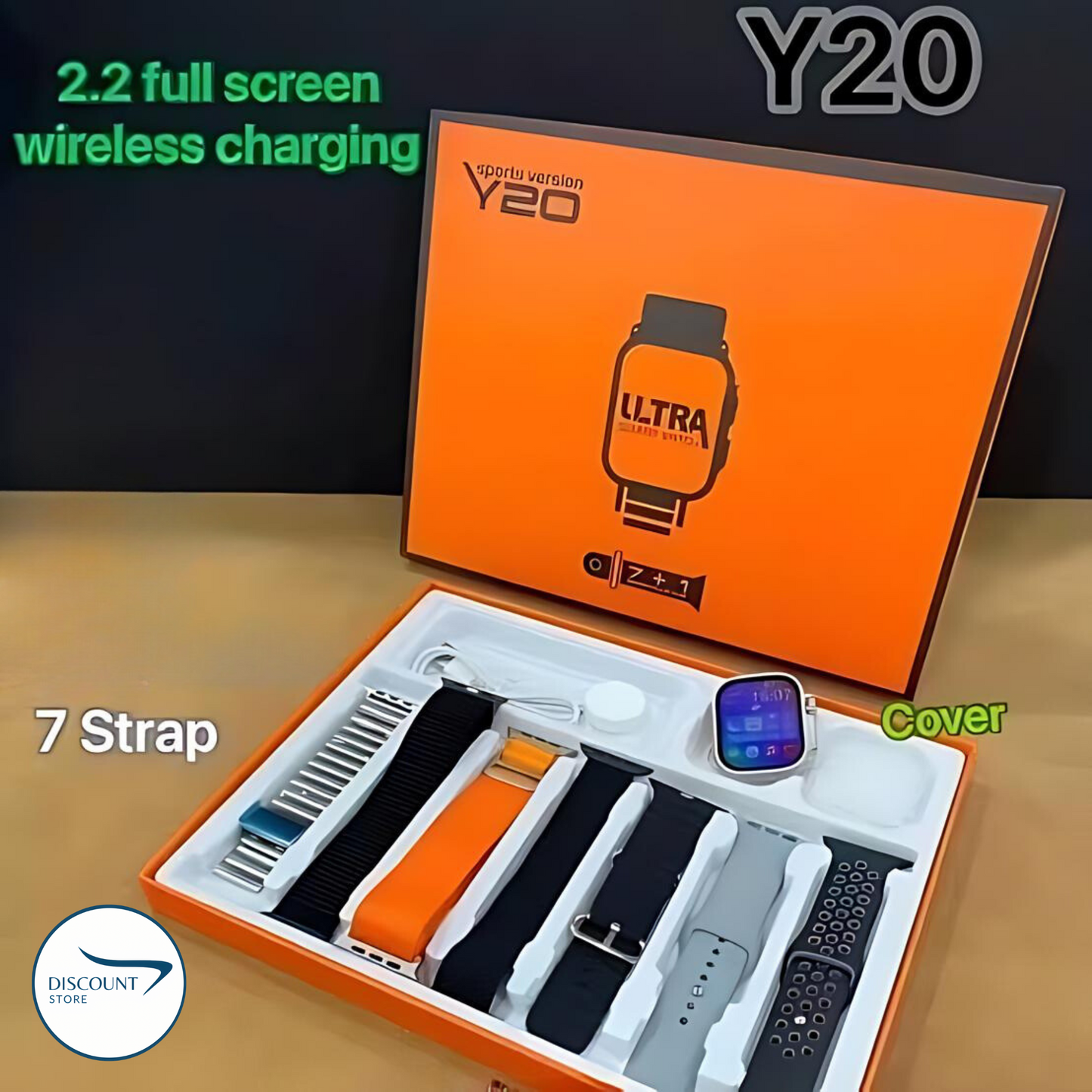 Y20 Ultra 7 in 1 Smart Watch - (7 FREE Watch Straps)