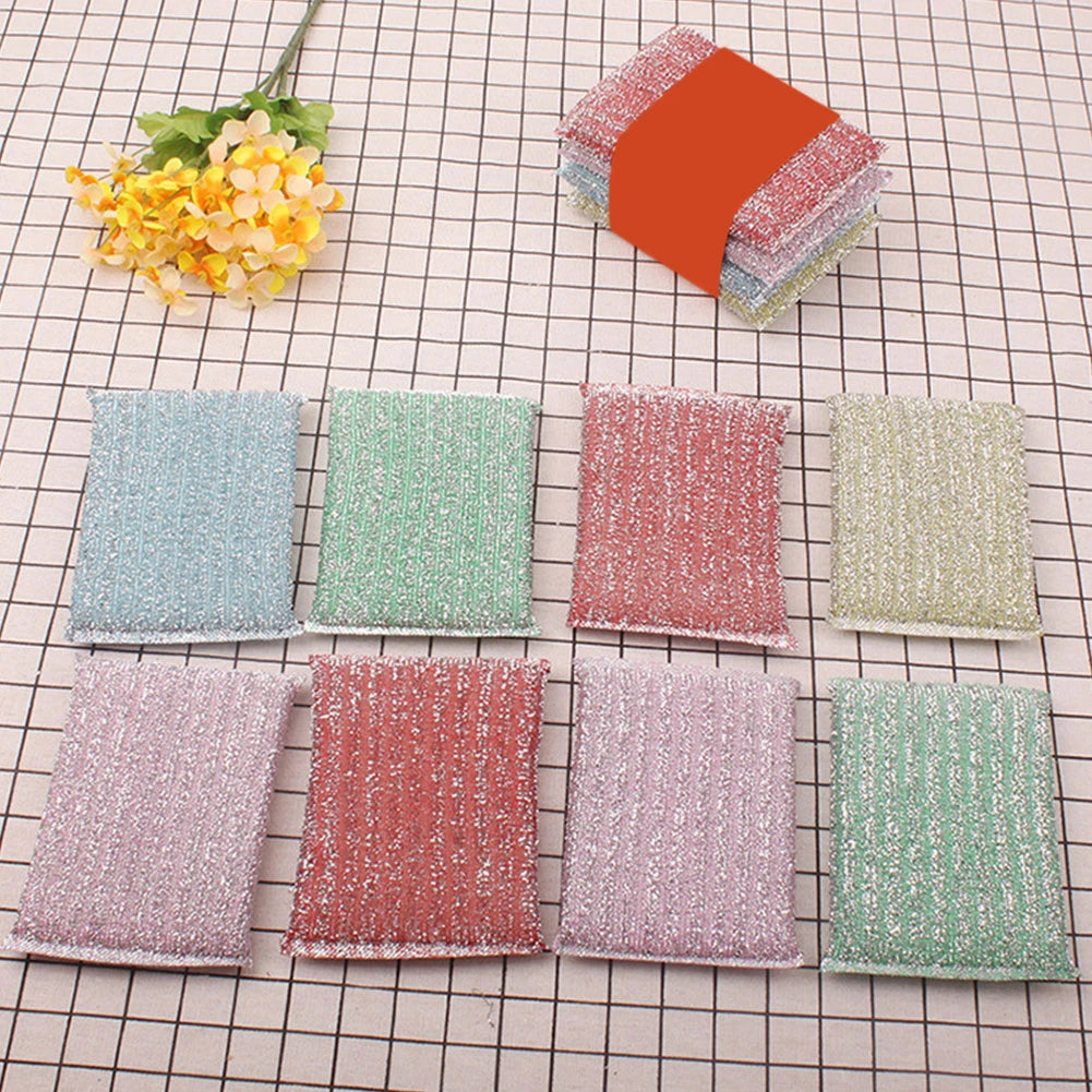 3pcs Wiper Reusable Dish Cloth Kitchen Sponge Scrub Home Towel Non Scratch Bowl Wash Double Sided