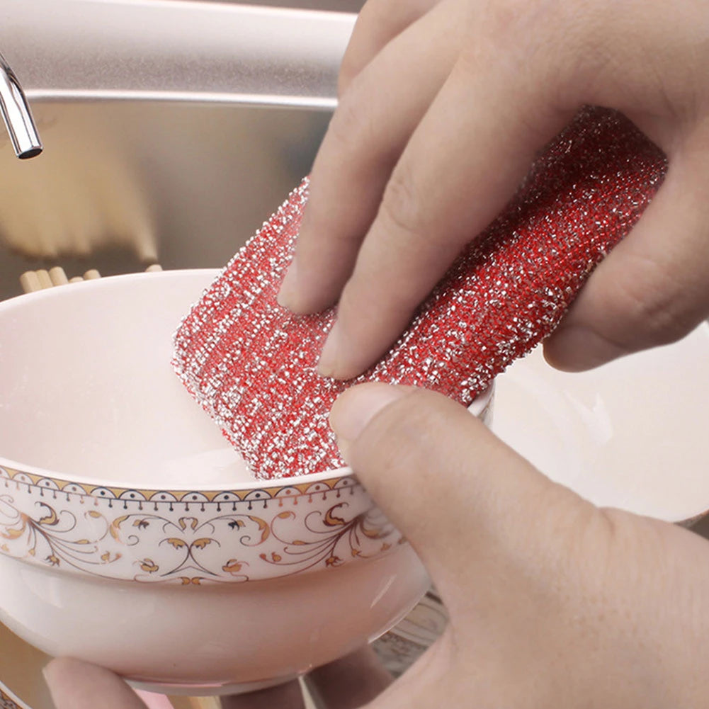 3pcs Wiper Reusable Dish Cloth Kitchen Sponge Scrub Home Towel Non Scratch Bowl Wash Double Sided