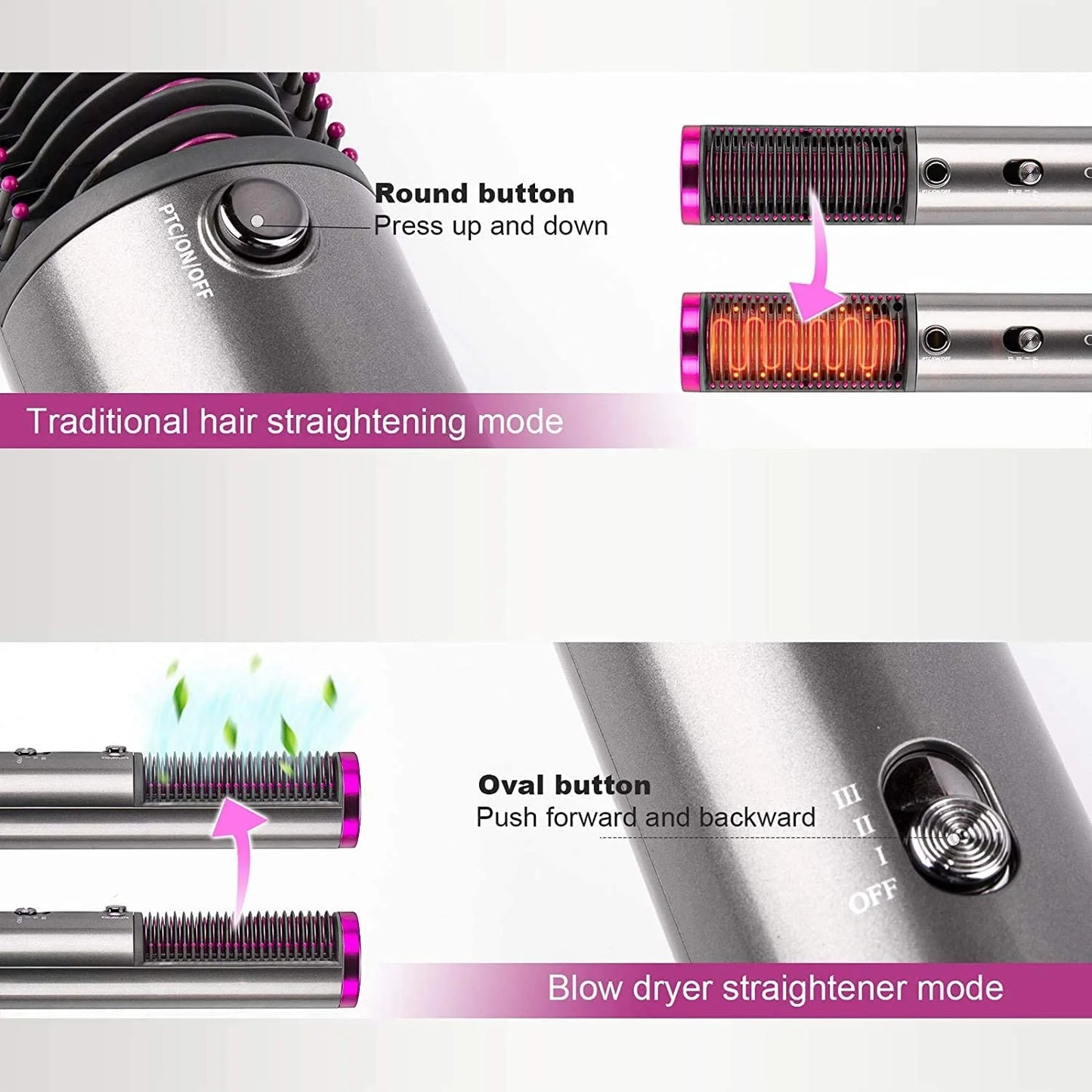 3 In 1 Hot-Air Brush Hair Straightener