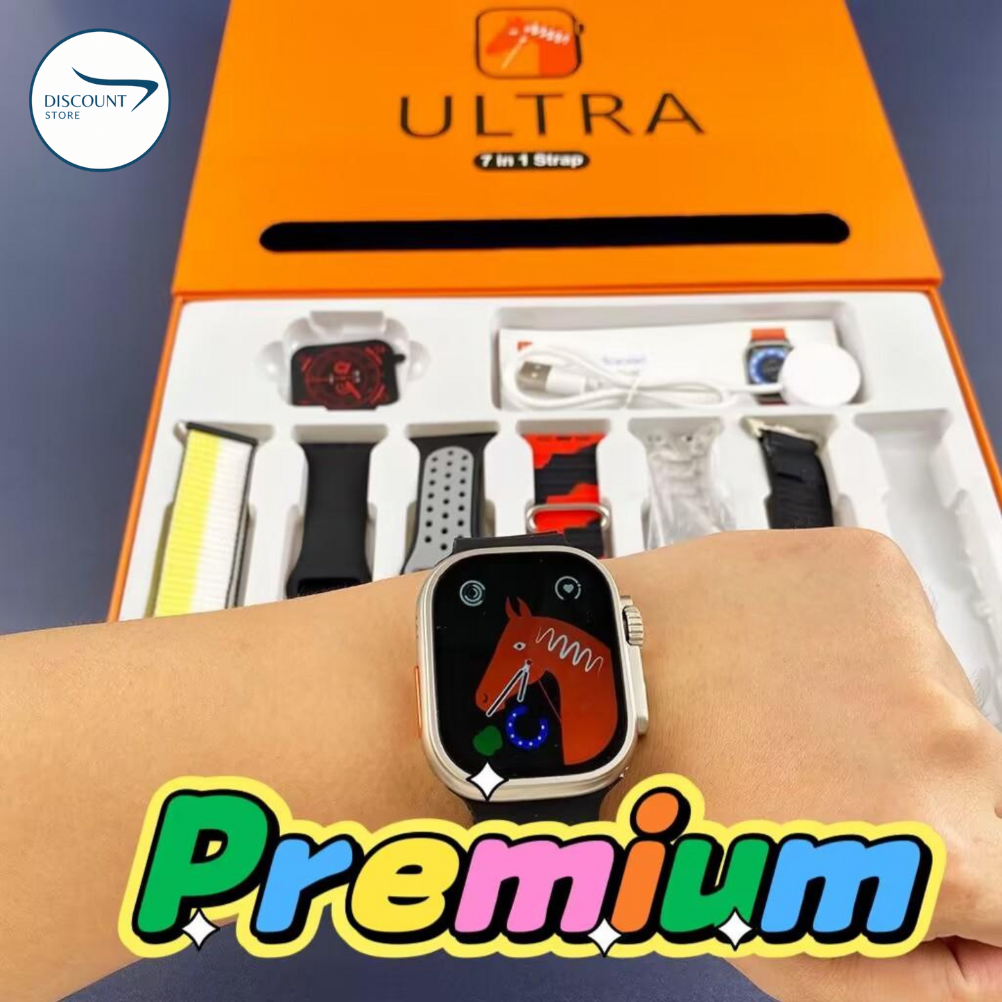 Y20 Ultra 7 in 1 Smart Watch - (7 FREE Watch Straps)
