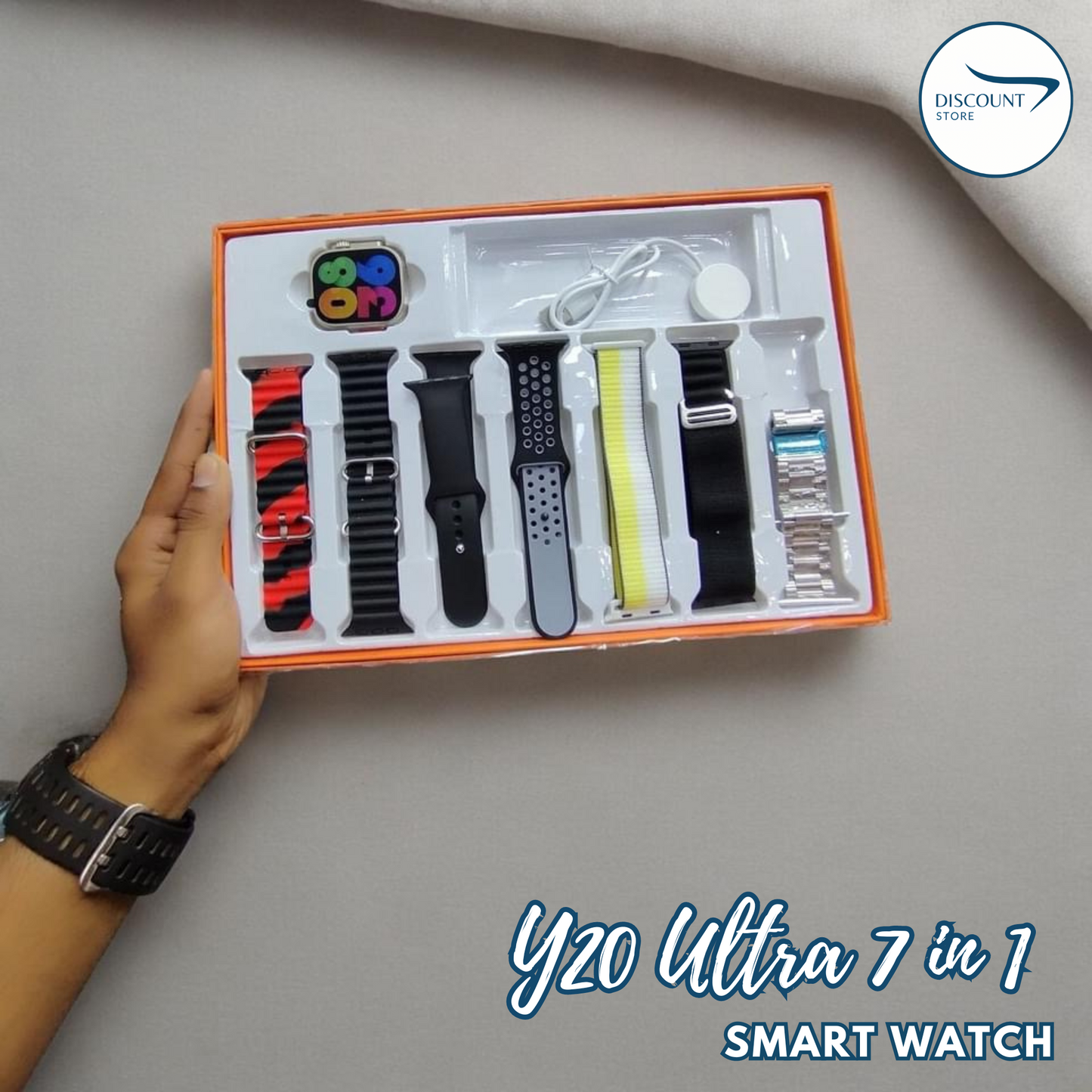 Y20 Ultra 7 in 1 Smart Watch - (7 FREE Watch Straps)