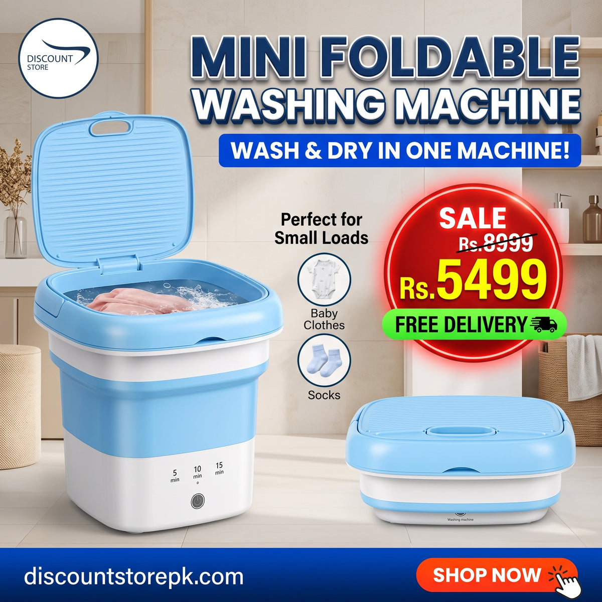 Mini Portable and Foldable Washing Machine