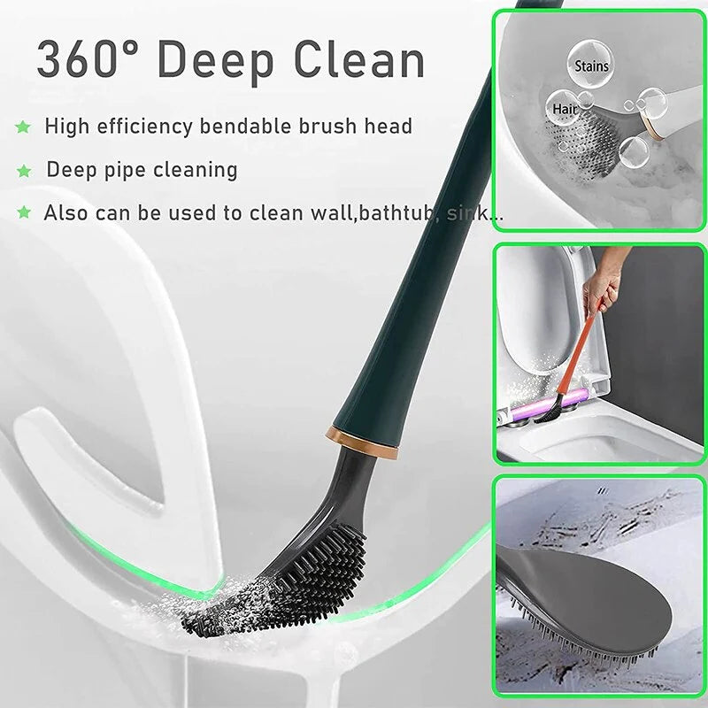 Wall Mounted Self Adhesive Toilet Brush With Holder