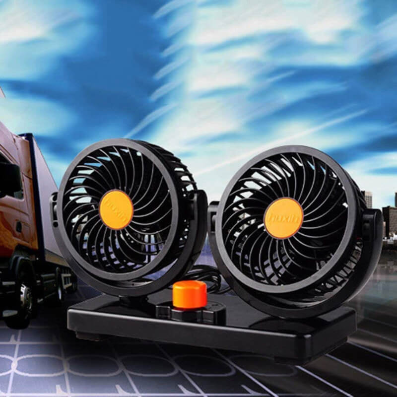 Adjustable 360° Rotational Dual Head Car Fan