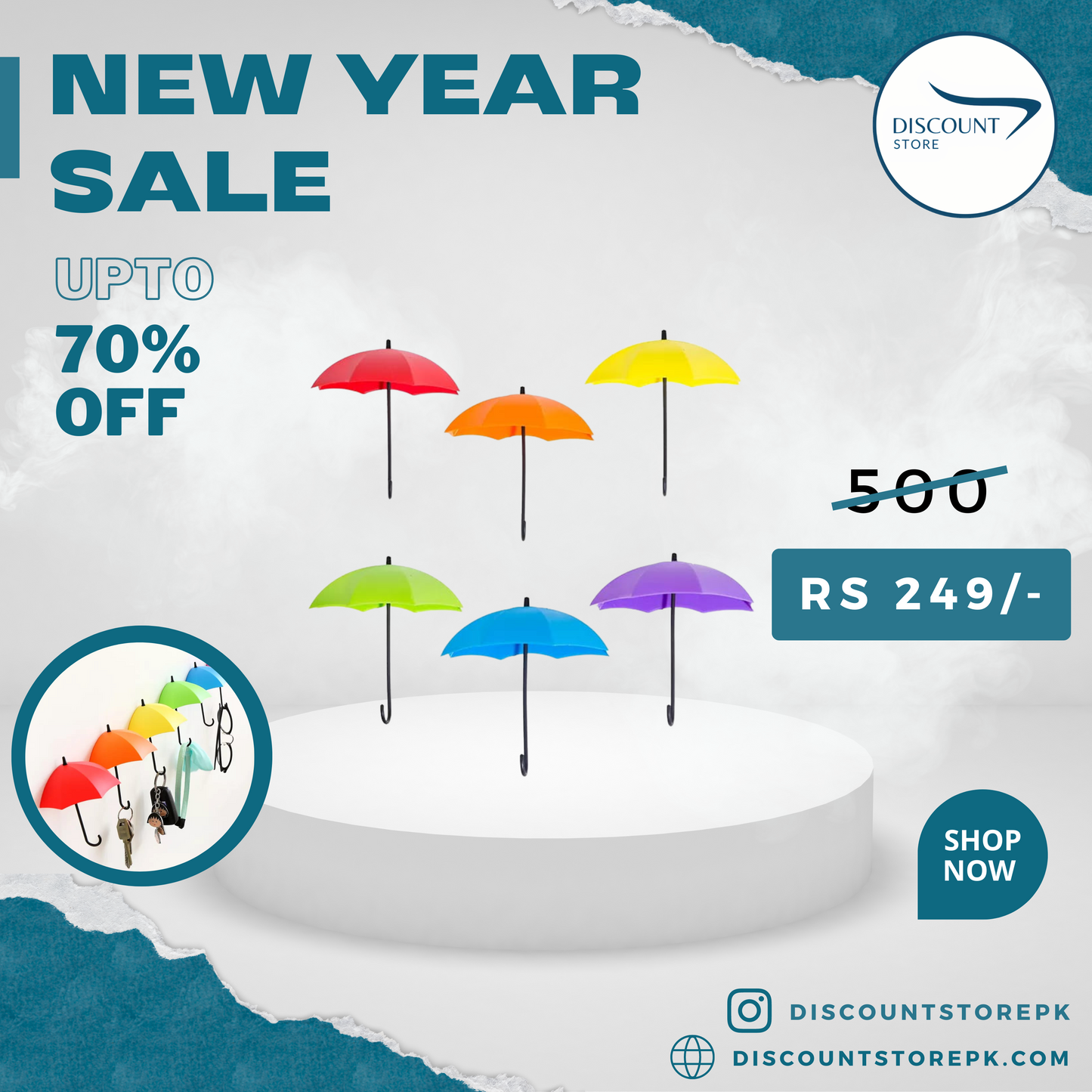 3 Pcs Umbrella Hooks Set