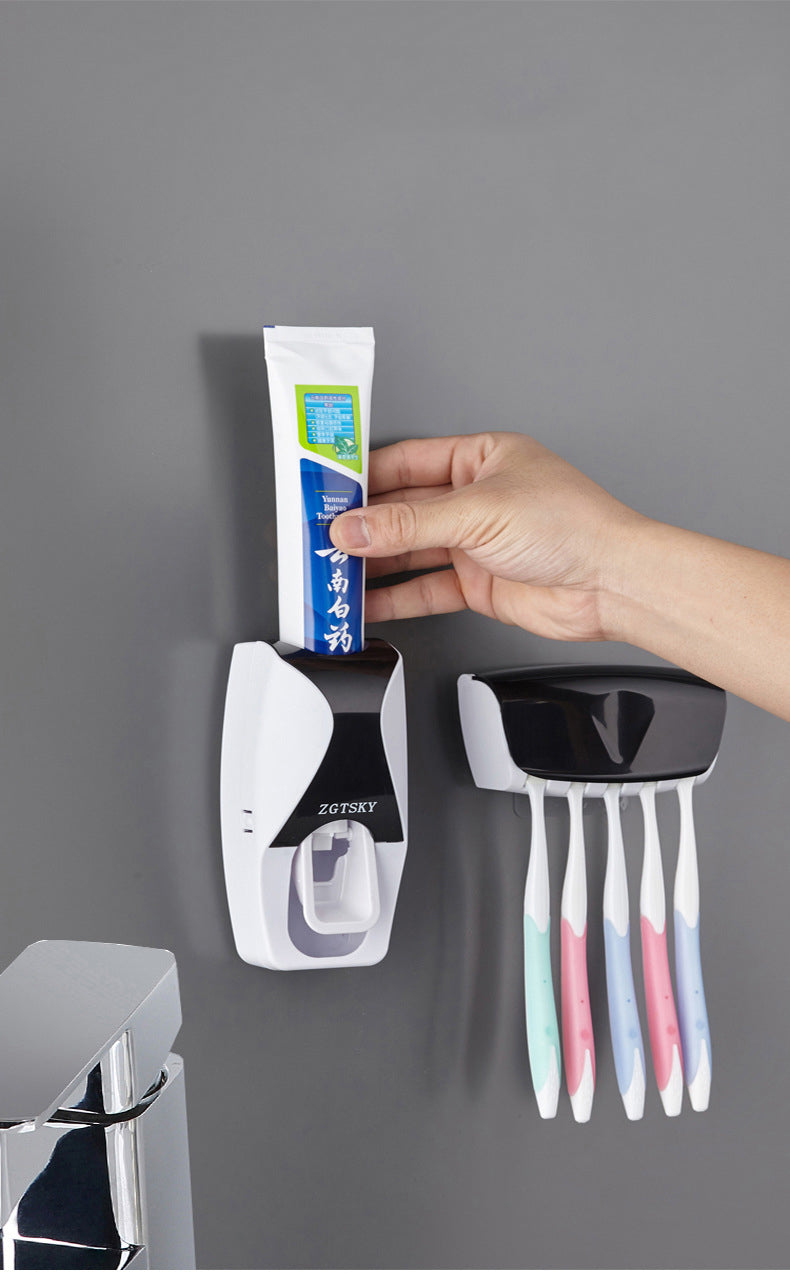 Automatic Toothpaste Dispenser & Toothbrush Holder Set