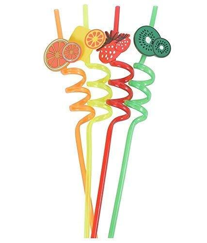 Pack Of 4 Reusable Kids Colorful Fruit Straws