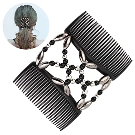 Women Magic Comb Double Beads Hair Clips