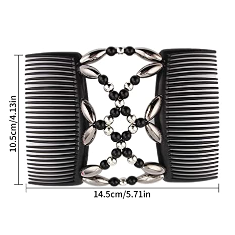 Women Magic Comb Double Beads Hair Clips