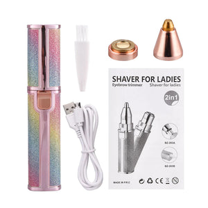 2 In 1 Rechargeable Flawless Eyebrow Hair Remover & Facial Hair Trimmer