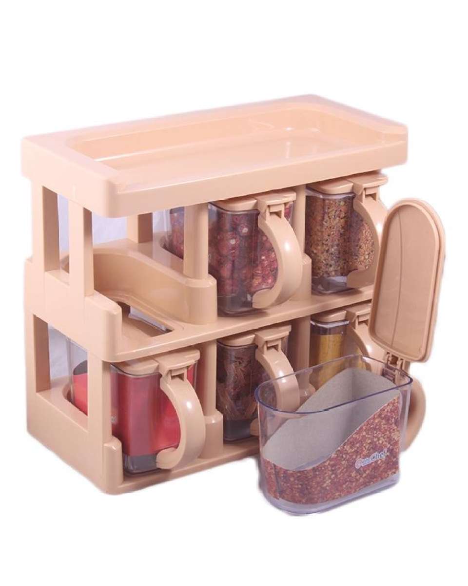 MasterChef Spice Rack With 6 Spice Jars – Beige