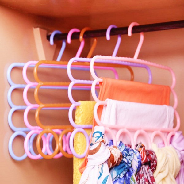 Multi-purpose Trousers Hanger / 3 Layers Pants Hanger 5 Hole Scarf Hanger