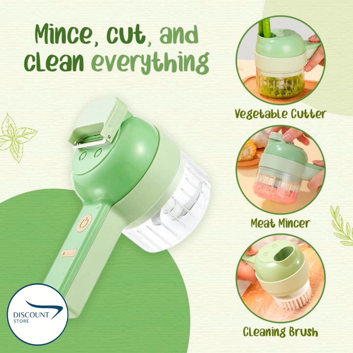 4 in 1 Handheld Electric Vegetable Cutter & Chopper