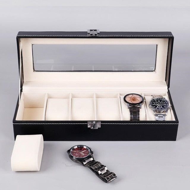 6 Grid Premium Leather Watch Display Box