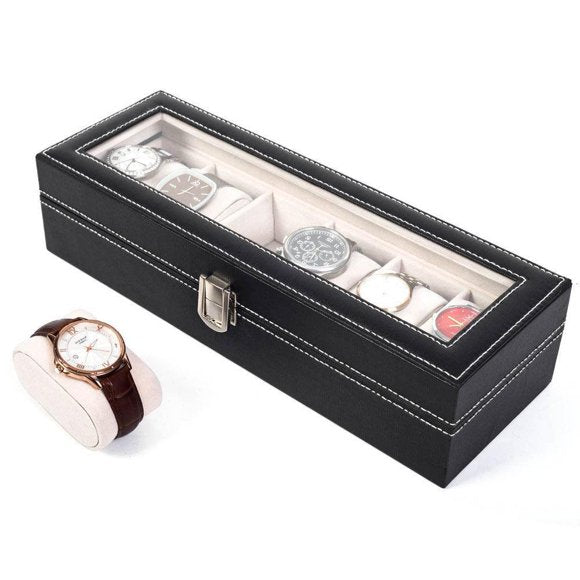 6 Grid Premium Leather Watch Display Box