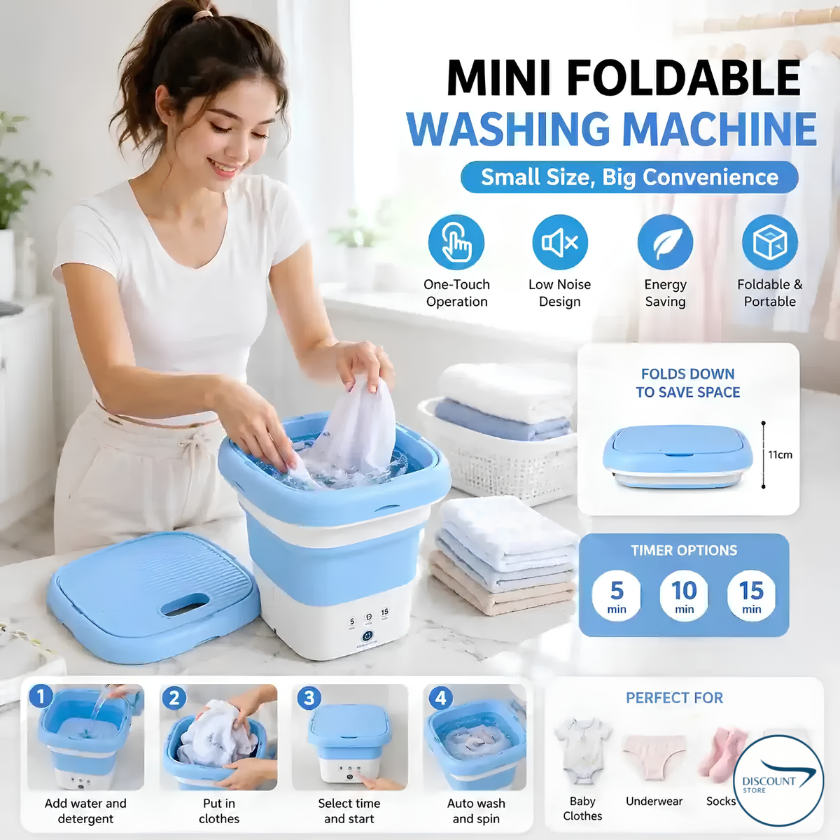 Mini Portable and Foldable Washing Machine