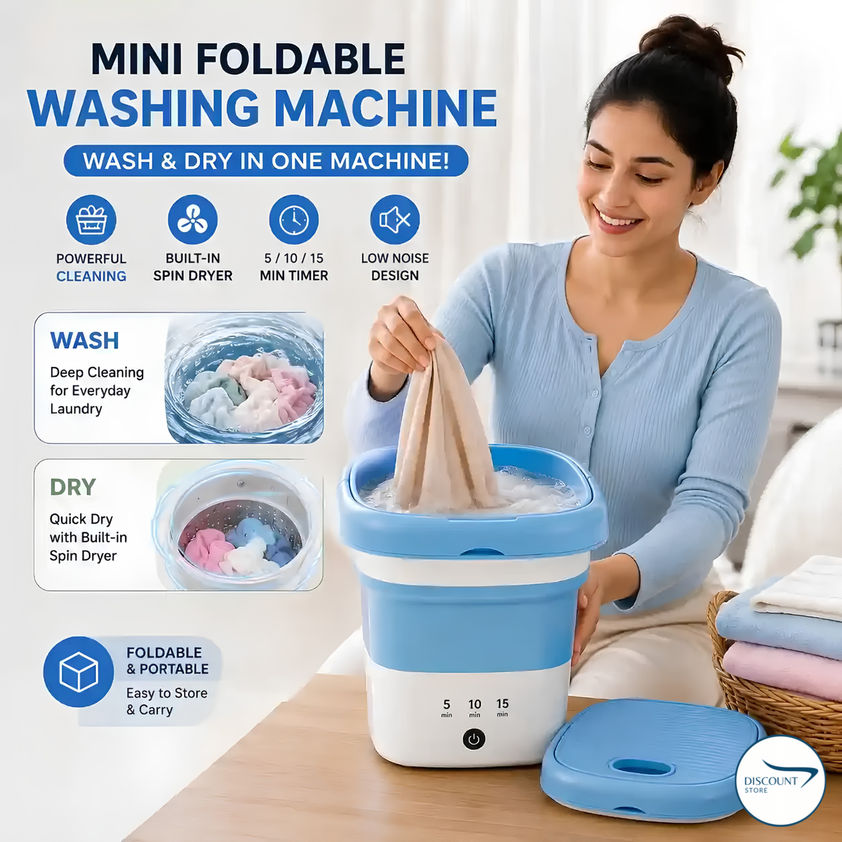 Mini Portable and Foldable Washing Machine