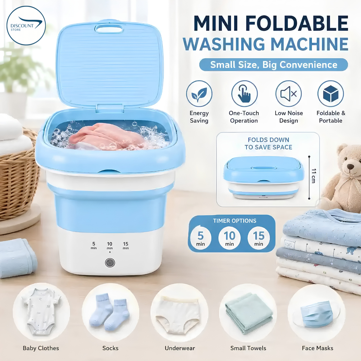 Mini Portable and Foldable Washing Machine