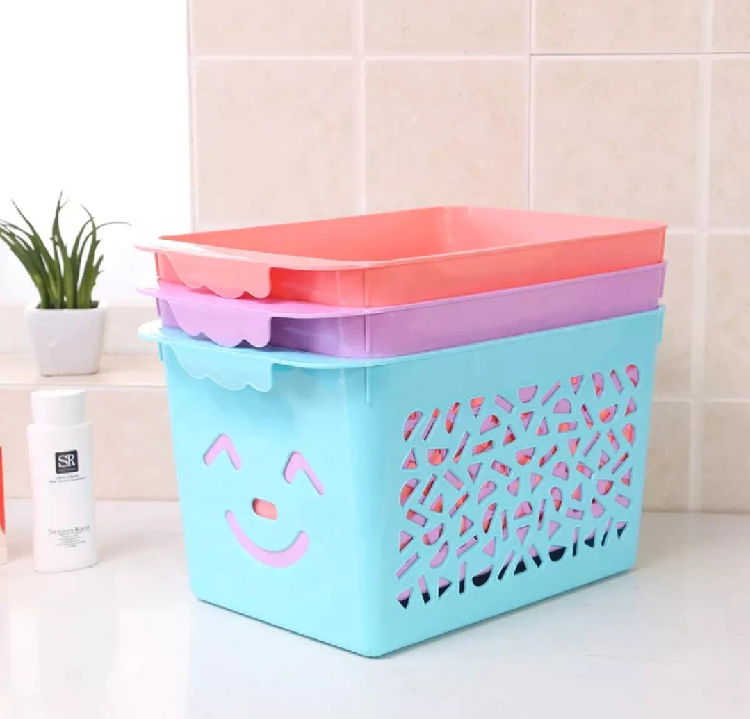 Cute Colorful Smiley Plastic Storage Basket