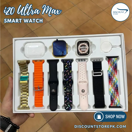 I20 Ultra Watch Max Suit Smart Watch + Earbuds (10 in 1 Set)