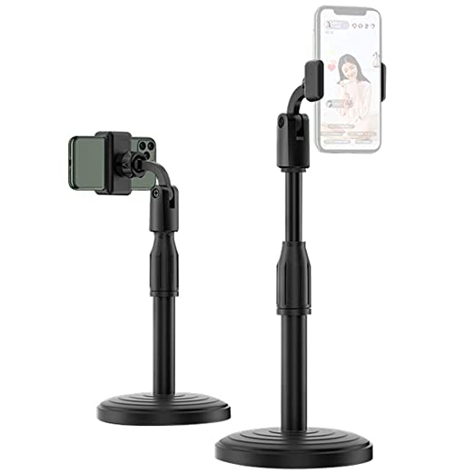 Microphone Stand with Mobile Holder, for Singing, Voice Recording, Adjustable Mic Stand
