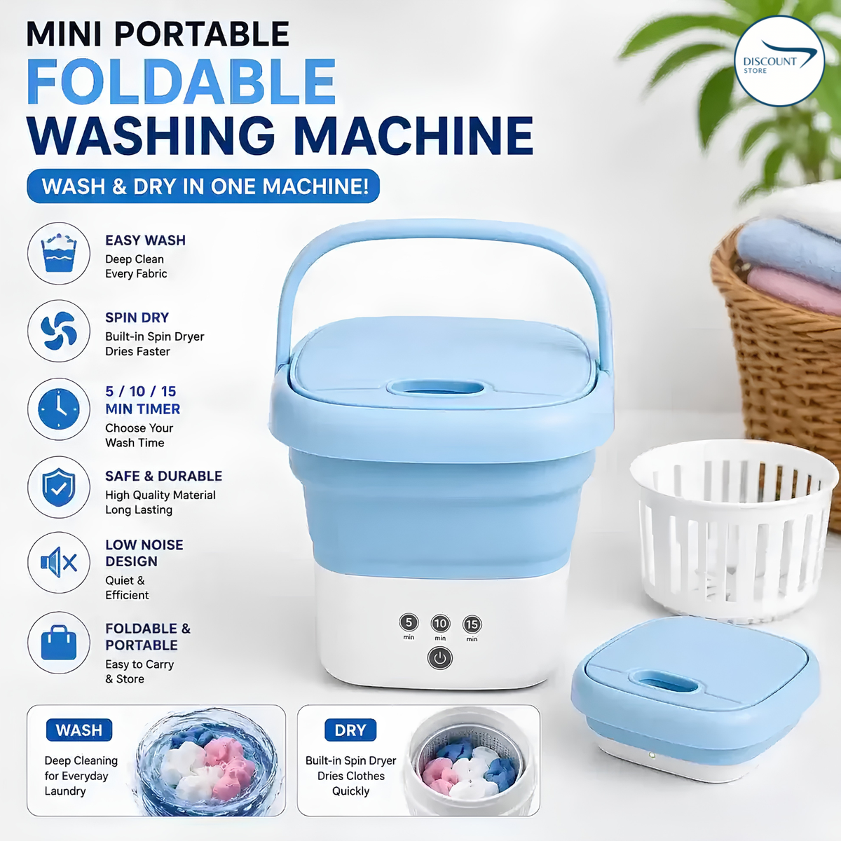 Mini Portable and Foldable Washing Machine