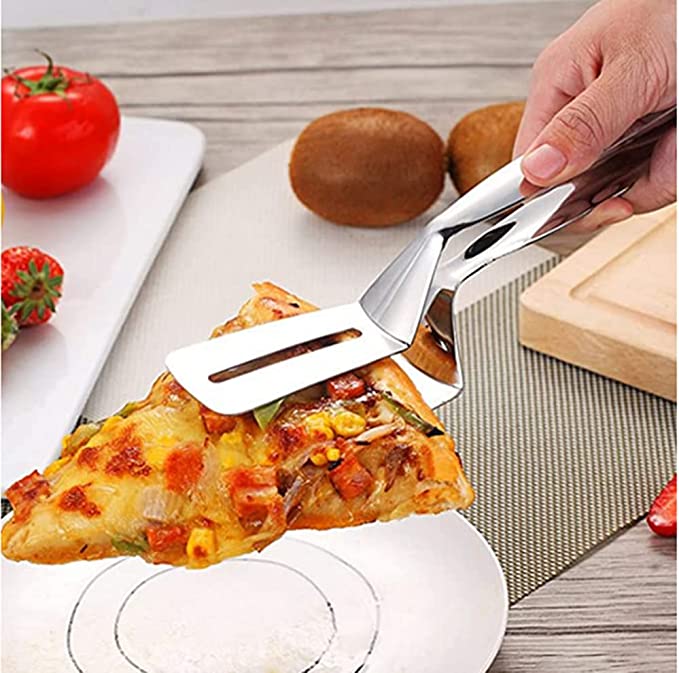 Multifunctional Food Flipping Spatula Tongs Clip for Beefsteak Bread Hamburger BBQ Meats Pizza Pies Bread Fish