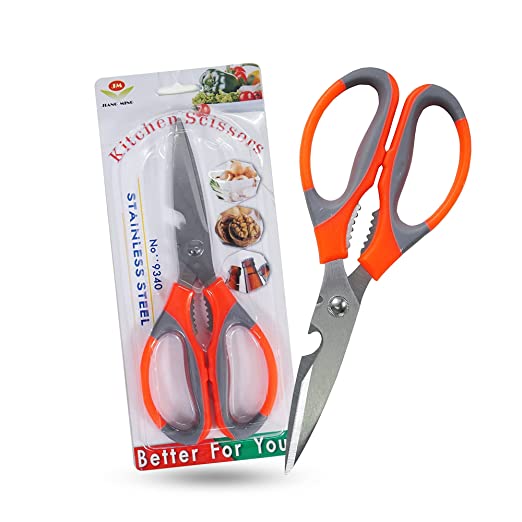 Stainless Steel Scissors for Kitchen Use with Nut Cracker & Bottle Opener