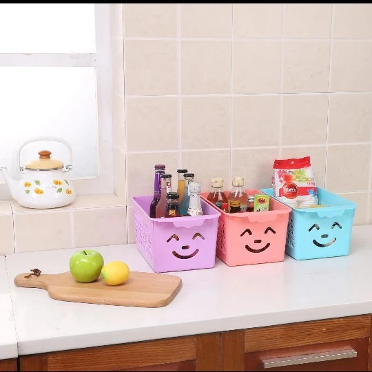 Cute Colorful Smiley Plastic Storage Basket