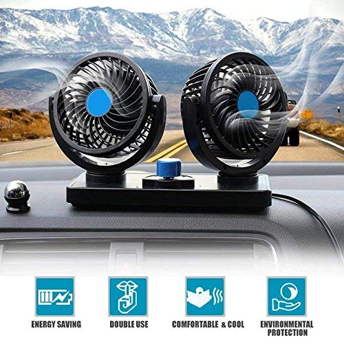Adjustable 360° Rotational Dual Head Car Fan