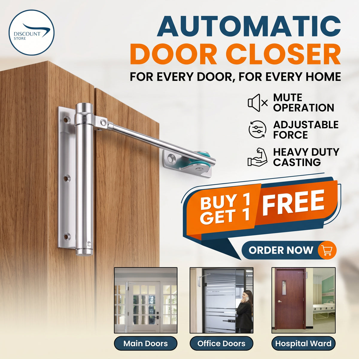 Adjustable Automatic Heavy Duty Door Closer – (BUY 1 GET 1 FREE)