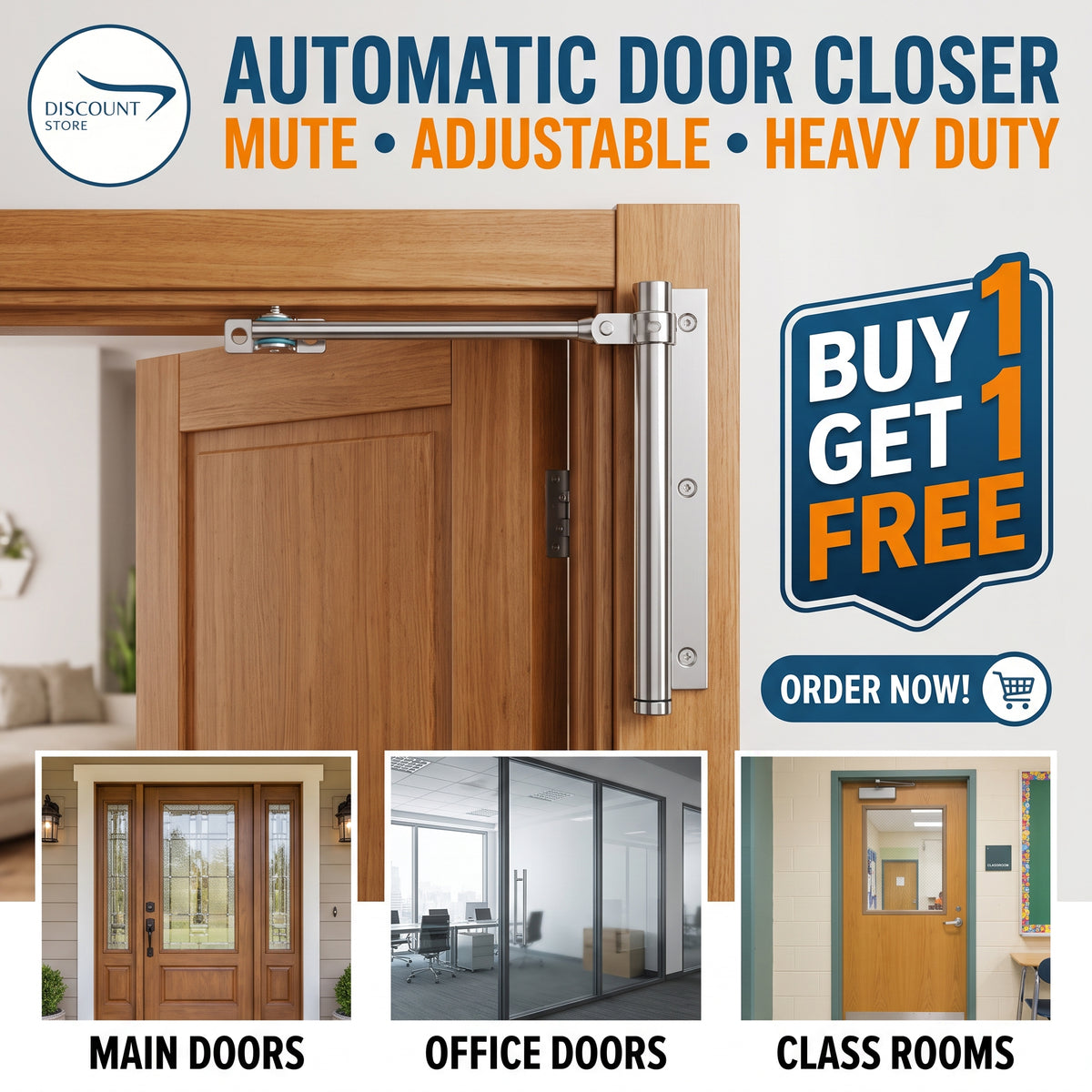 Adjustable Automatic Heavy Duty Door Closer – (BUY 1 GET 1 FREE)