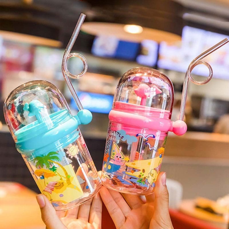 Whale Spray Water Bottle with Straw and Cup