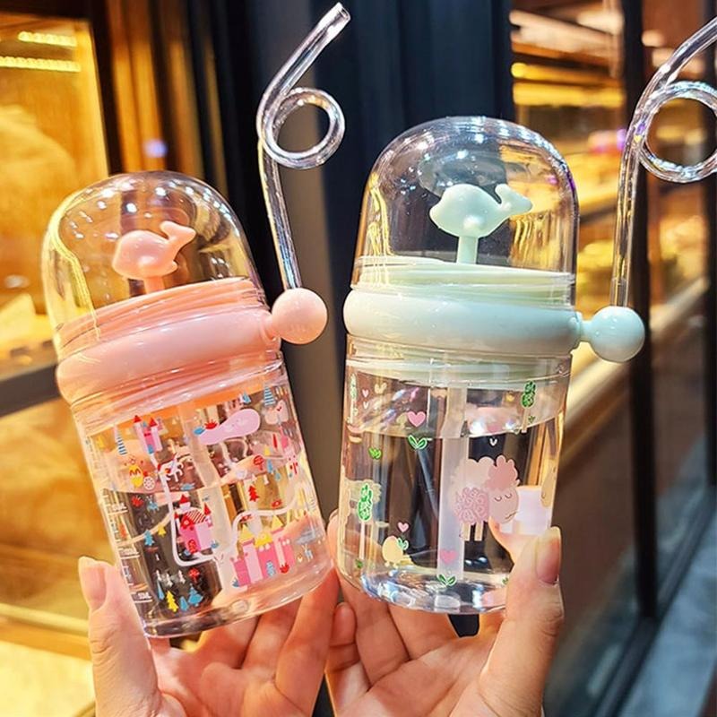Whale Spray Water Bottle with Straw and Cup