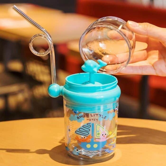 Whale Spray Water Bottle with Straw and Cup