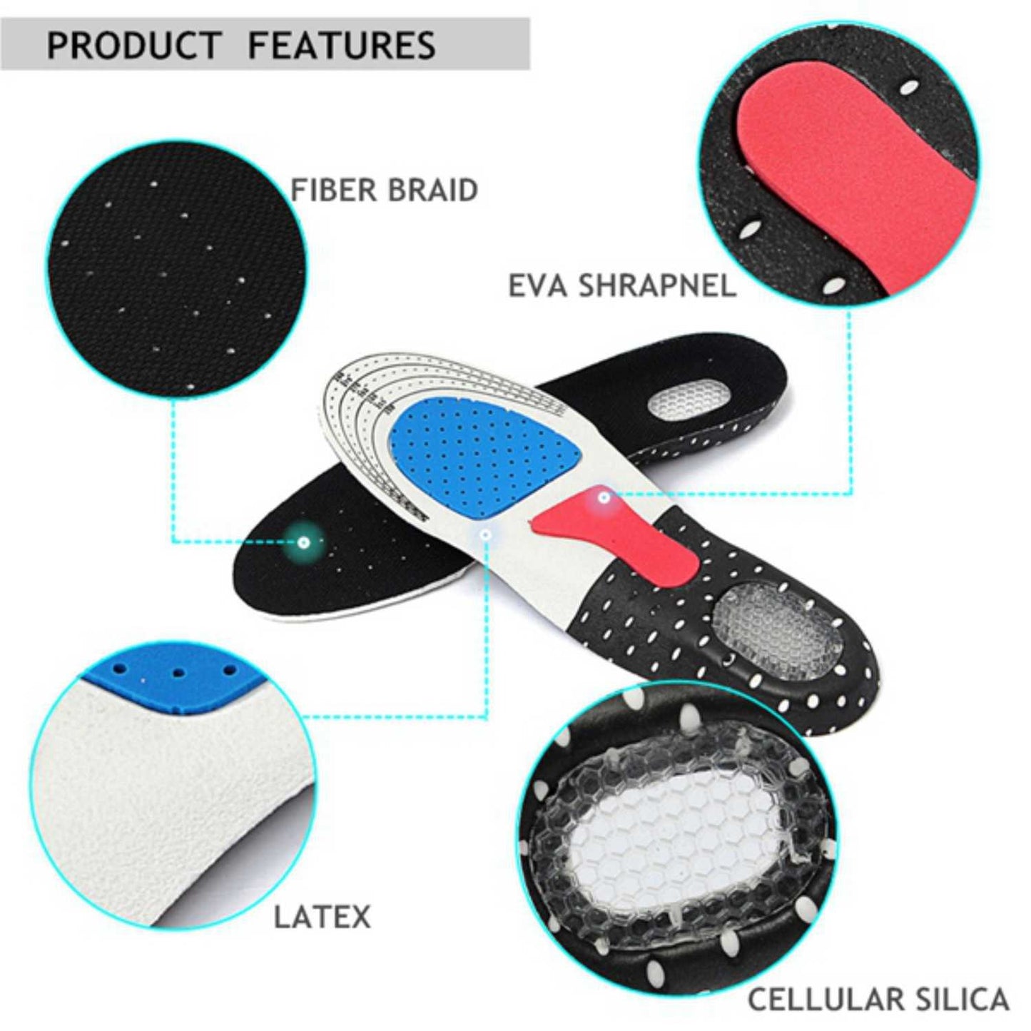 Silicone Gel Insoles – Medial Arch Foot Support (Pair)