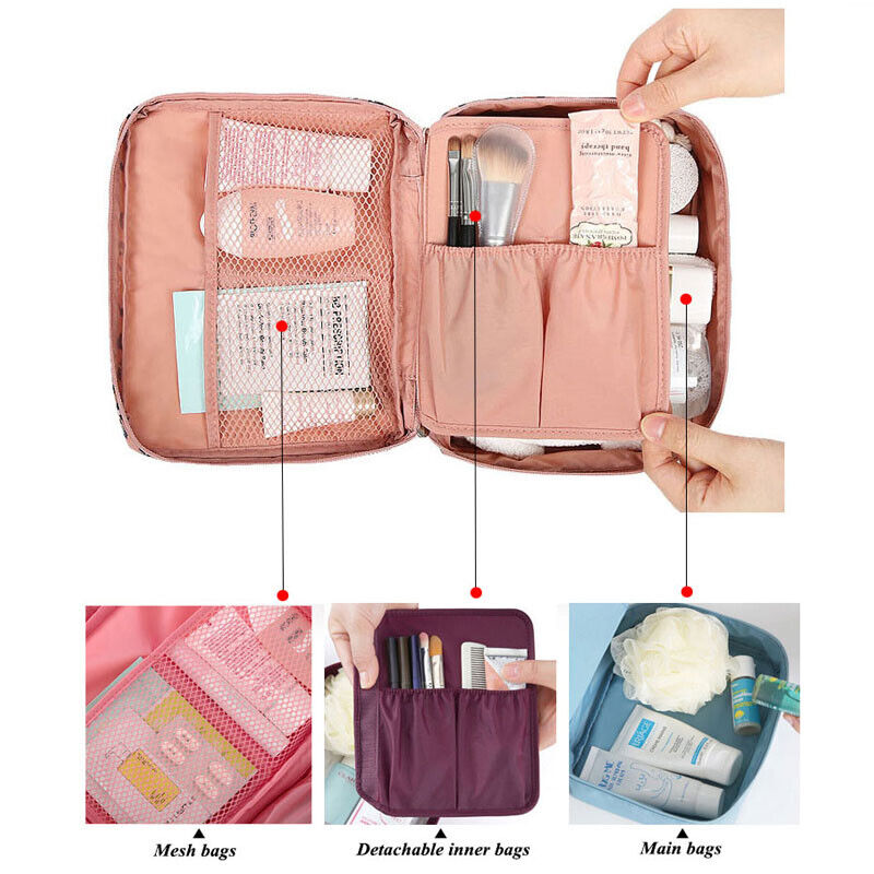Travel Make Up Bag Toiletry Organizer Waterproof Cosmetic Case Wash Pouch Box