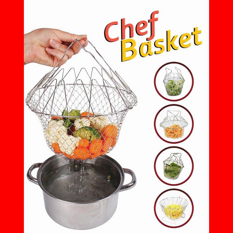 Chef Basket 12 in 1 Kitchen Tool Deluxe Boiler, Steamer, Strainer & Frying