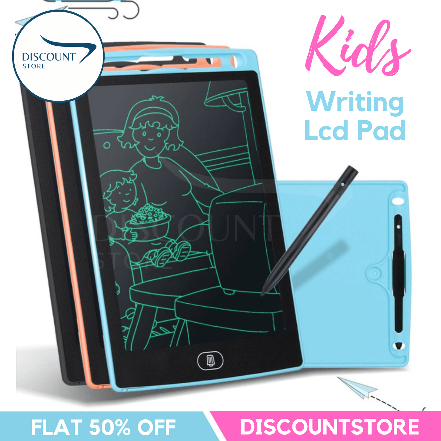 LCD Writing & Drawing Tablet Pad For Kids with Digital Pen - 8.5 inches