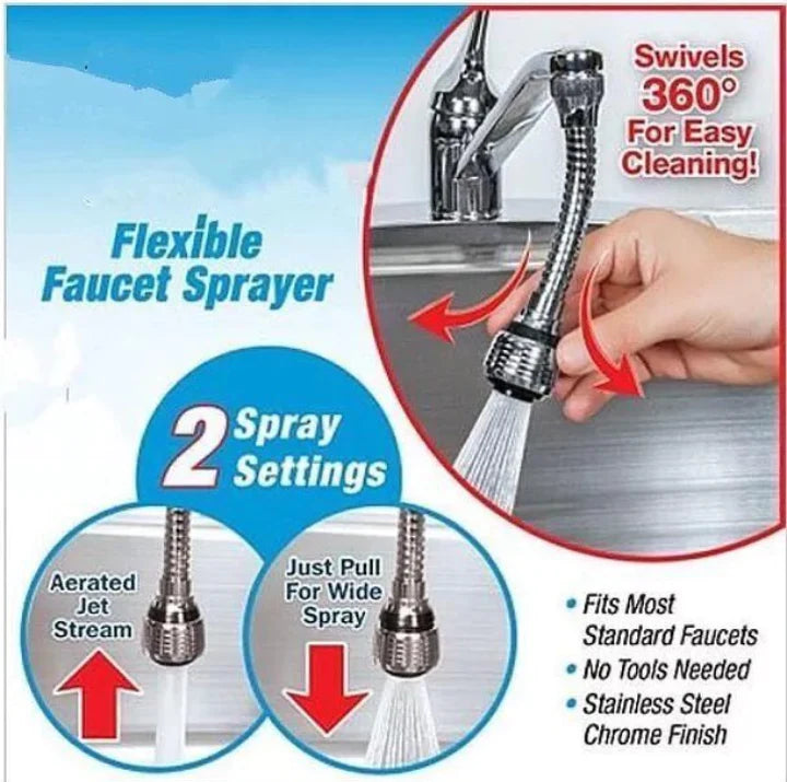 360 Degree Stainless Steel Water Faucet Sprayer