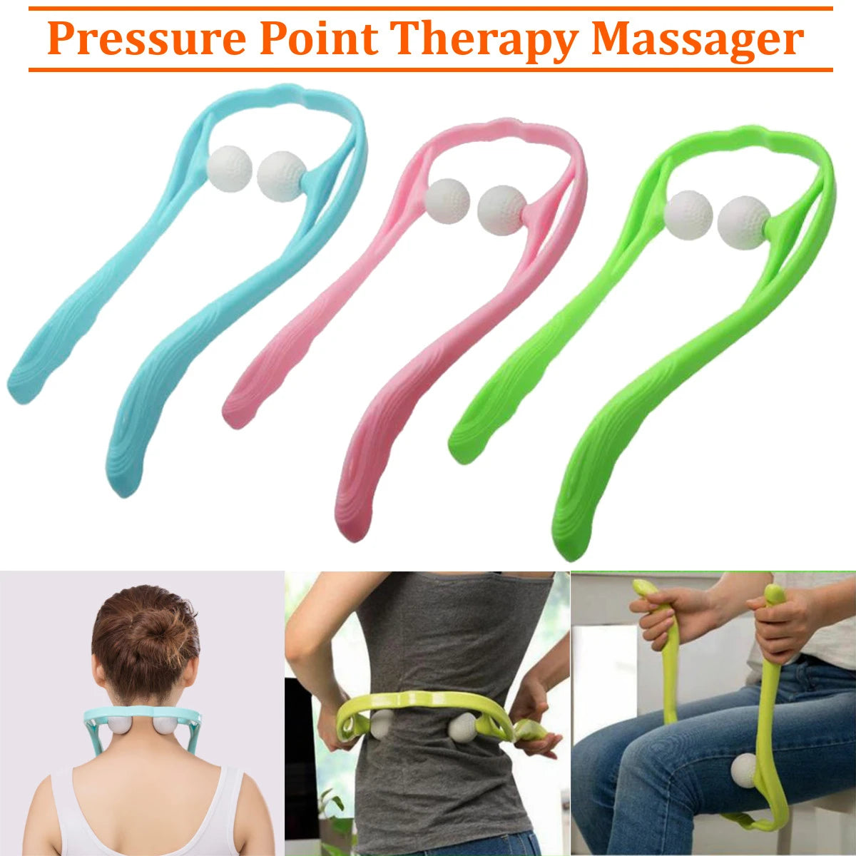 Plastic Pressure Point Therapy Neck Massage Comfortable 3 Colors Neck Massager for Neck Shoulder Trigger Point Self-massage Tool