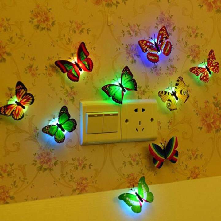 Pack of 6 Glowing LED Butterfly Wall Night Light Stickers – DiscountStore