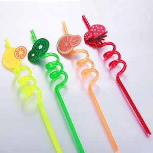 Pack Of 4 Reusable Kids Colorful Fruit Straws