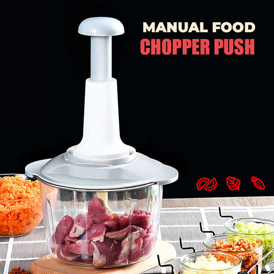 Double Blade Hand Push Chopper & Meat Mincer