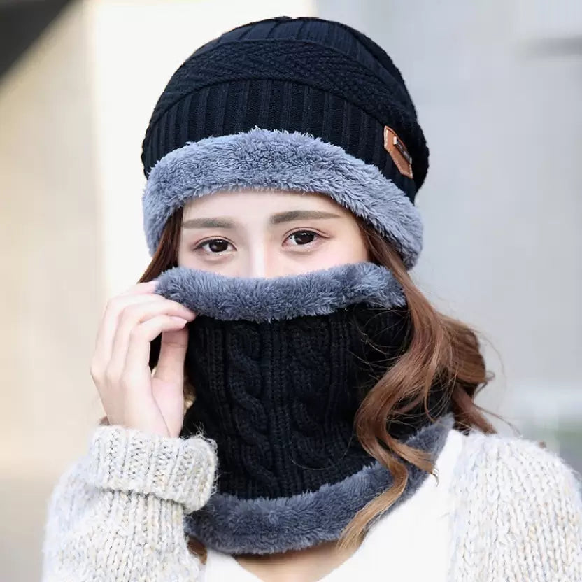 Winter Cap Beanie with Neck Warmer - Unisex