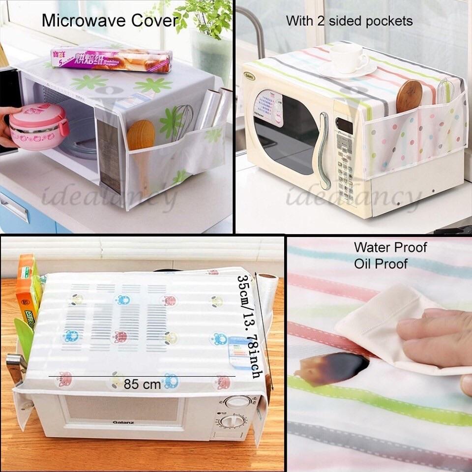 Grandest Birch Microwave Top Protector Double Pockets Oil Proof PEVA  Machine Scratch Proof Toaster Oven Dust Cover Kitchen Accesso 
