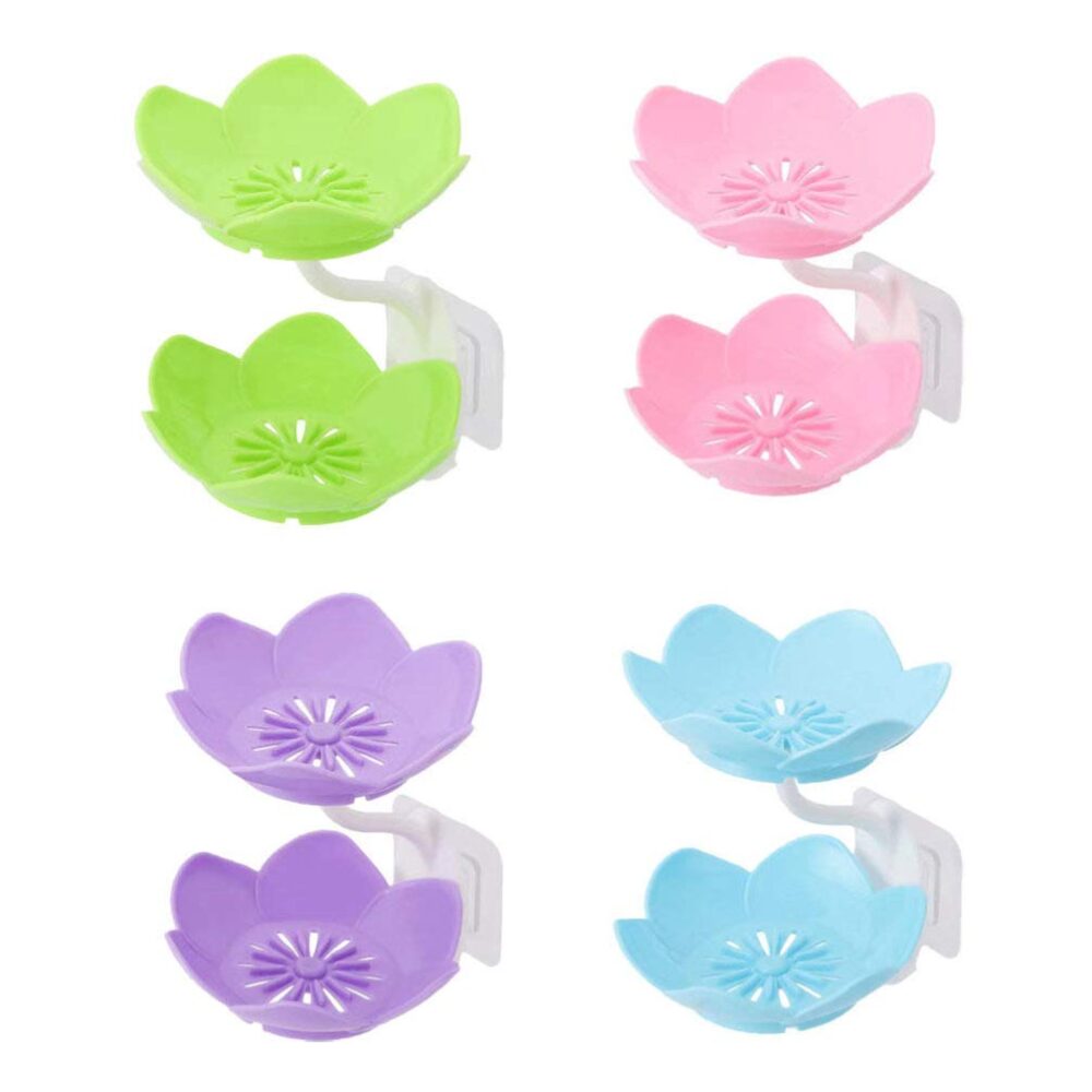 Wall Mounted Double Layer Lotus Flower Shaped Soap Holder
